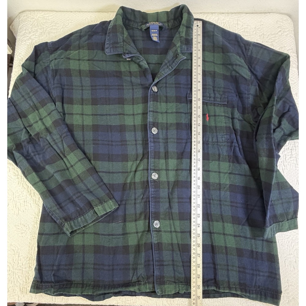 Polo Ralph Lauren Flannel Tartan Plaid Pajama Set Mens XL Green Top Bottom - Picture 4 of 12